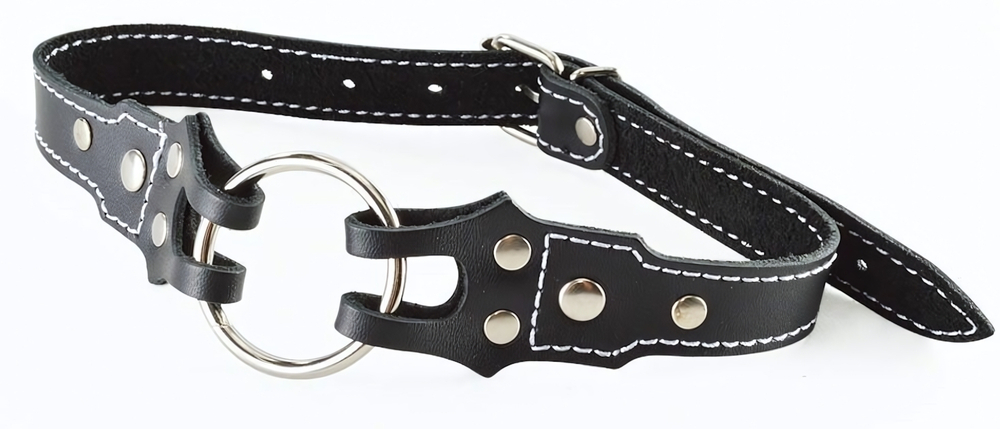 Кляп-рамка на ремешках с контрастной строчкой (Цвет: черный)