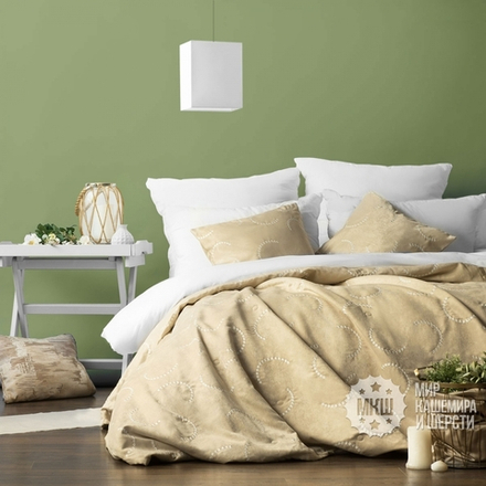 Комплект шторы и покрывало ДЖЖИМ (арт. BL10-290-02) - (145х270)х2 см., покрывало 230х250 см. - бежевый