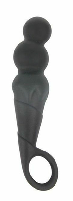 Черный анальный стимулятор с колечком-ограничителем - 11 см. (Цвет: черный)