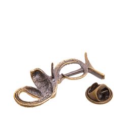 AM-3445 Брошь «Змейка Медицина» (латунь, янтарь)