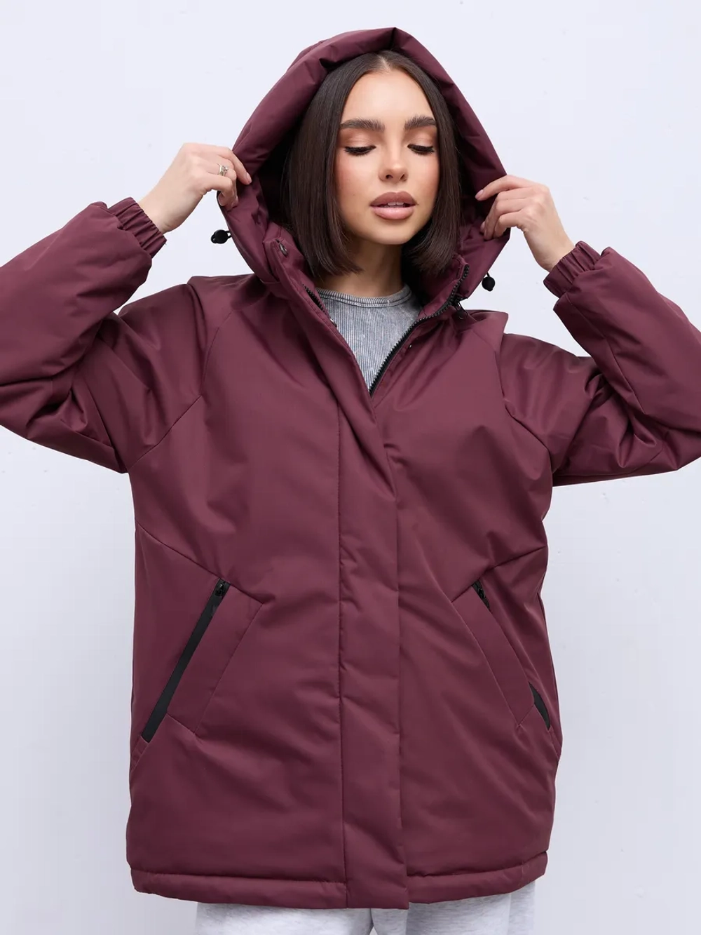 Куртка весенняя удлиненная с капюшоном