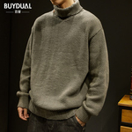 Зимний плотный свитер крупной вязки с высоким воротом, мужской свободный модный брендовый Американский трикотаж в стиле ретро, осенне-зимний мужской свитер, куртка