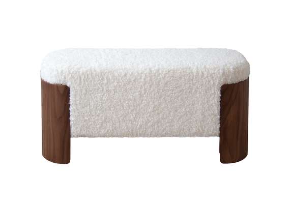 Банкетка Lagom 100 см (белый мех, орех)