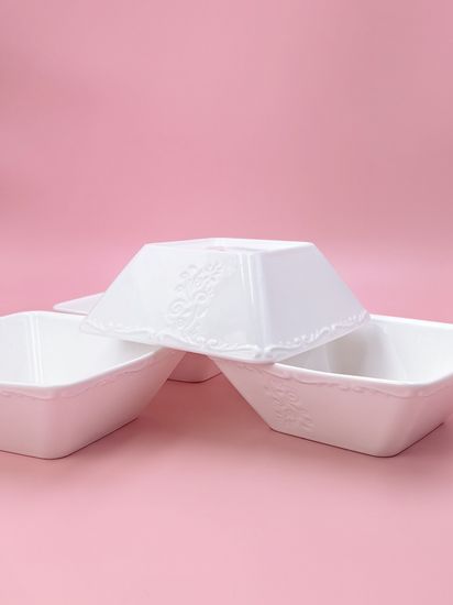 Тарелка суповая/салатник 16,5х6 см. квадратная, набор 4 шт. "Орнамент"