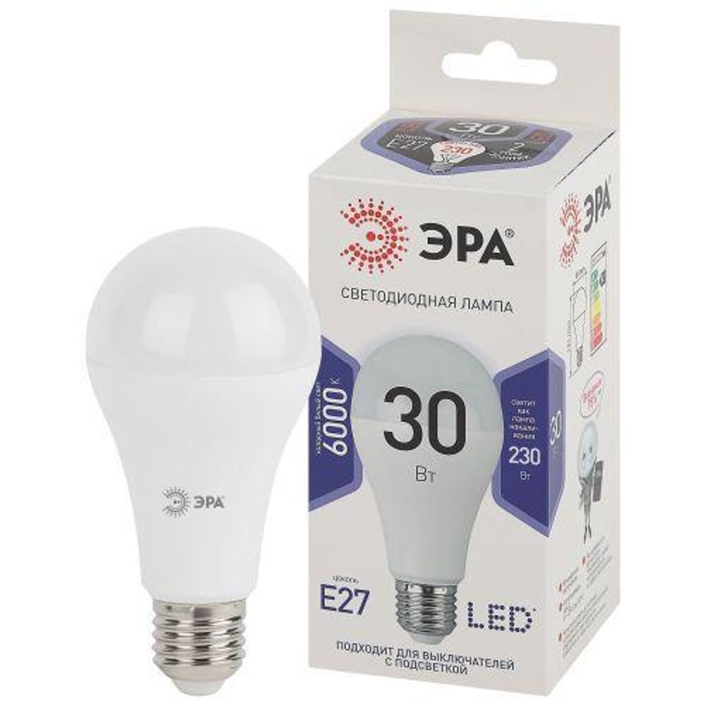 Лампа светодиодная LED A65-30W-860-E27 A65 30Вт груша E27 холод. бел. ЭРА Б0048017