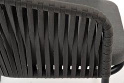 "Бордо" стул плетеный из роупа, каркас алюминий темно-серый (RAL7024) муар, роуп серый 15мм, ткань темно-серая 019