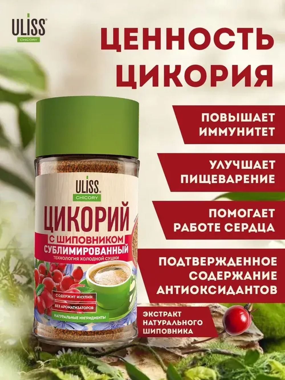 Цикорий ULISS с экстрактом шиповника, 85 г