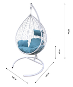 Кресло подвесное Сфера арт.CN600-2024 (стойка+основание.белое.,корзн.белая.,подуш.бирюзовая. 3уп.(М))