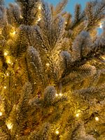 Заснеженная елка на ножке «Торшер» с гирляндой встроенной (Литая хвоя) 210 см / 2,1 м