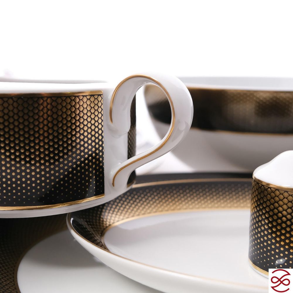 Столовый сервиз Falkenporzellan Deluxe Shape - Rio Black Gold 6 персон 25 предметов