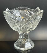 Креманка хрустальная с декором, цветы, алмазная грань, СССР винтаж 1970-1990 гг
