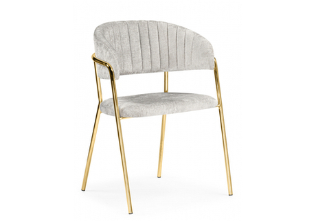 Стул на металлокаркасе Woodville Kamelia светло-серый, ткань золотые ножки
