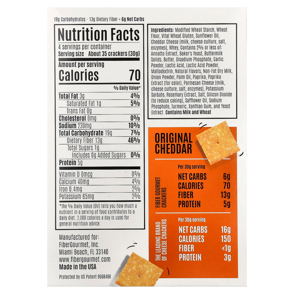 Fiber Gourmet, Thinables®, оригинальный вкус чеддера, 120 г (4,25 унции)