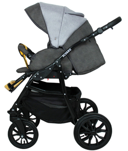 Детская коляска Alis Alvaro 2 в 1 Al 02 т.серый+св.серый+желтая кожа