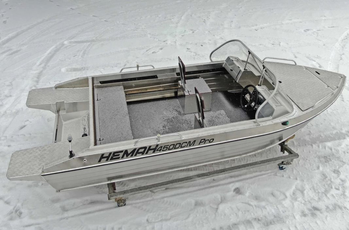 Моторная лодка, Неман 450 DCM PRO, зелёно-серая