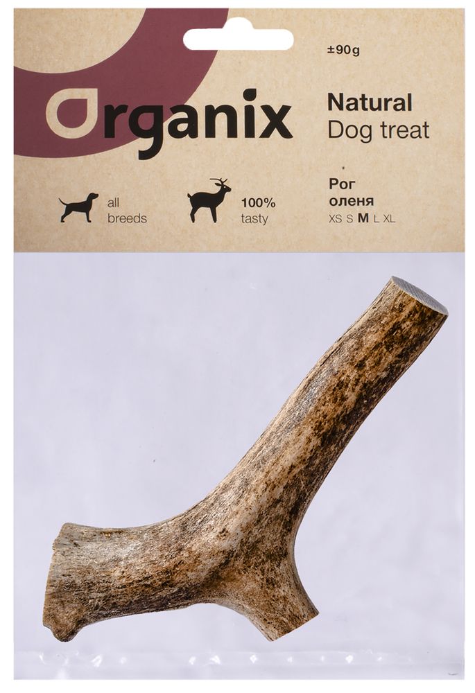 Лакомство для собак Organix Олений рог M , 90 г