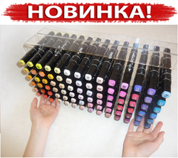 Подставка (органайзер) для маркеров для скетчинга и рисования  / Rainbow_Laboratory, 365х164х100 мм, 84 отверстия, в сборе, прозрачный