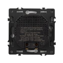 Механизм розетки с быстрой USB зарядкой SCT-NOBE-MUAC-SFPL-FC-WH (65W, QC3) (Arlight, Белый кварц) 054316