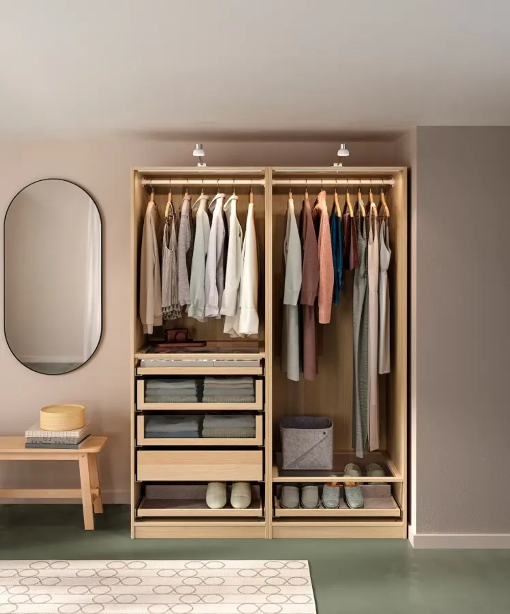 Шкаф - IKEA PAX/ПАКС ИКЕА, 58х150х201,2 см, светло-коричневый