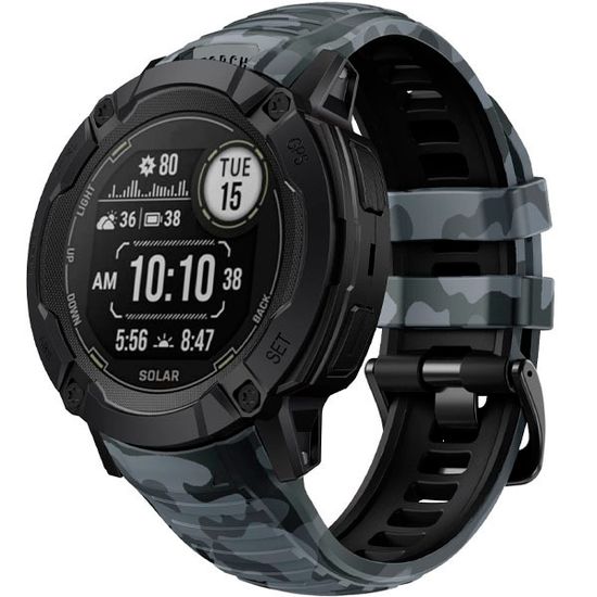 Ремешок 26 мм силиконовый для Garmin Instinct 2X Solar / Instinct 2X Solar Tactical оригинальное быстросъемное крепление Torch (Камуфляж серый)