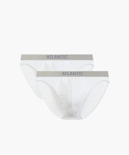 Мужские трусы слипы спорт Atlantic, набор из 2 шт., пима хлопок, белые, Basic 2BMP-013