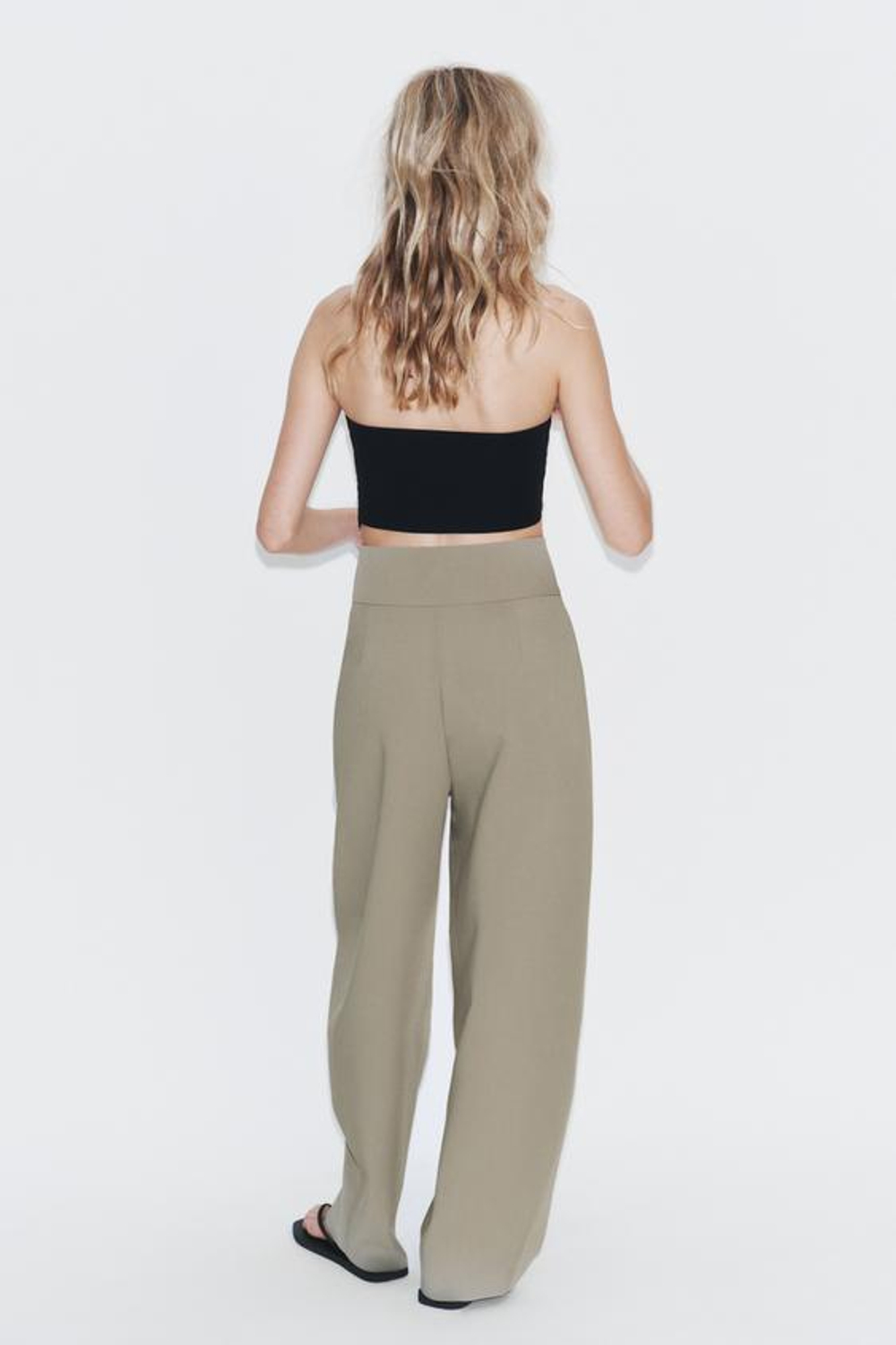 ZARA БРЮКИ BALLOON С ЗАЩИПАМИ, МЯГКИЙ ЗЕЛЕНЫЙ