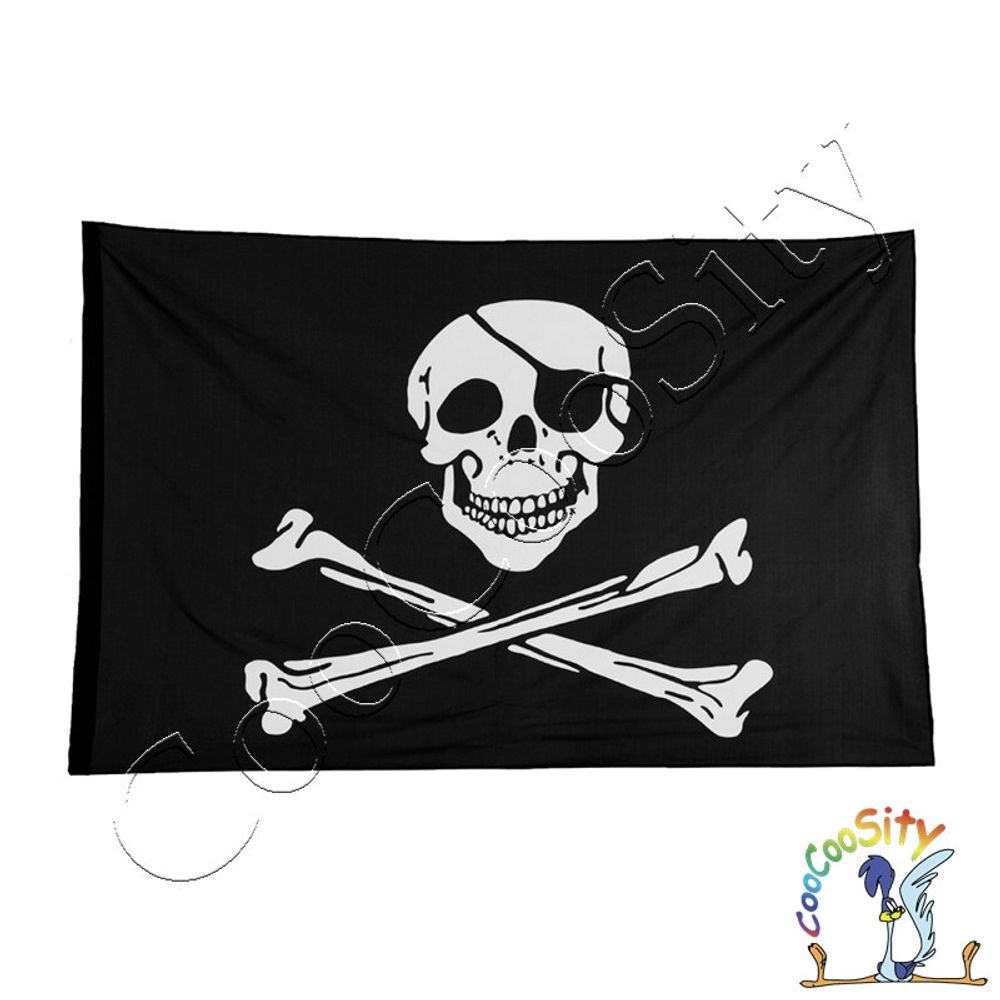 Флаг Пиратский, череп костями, 150х90 см