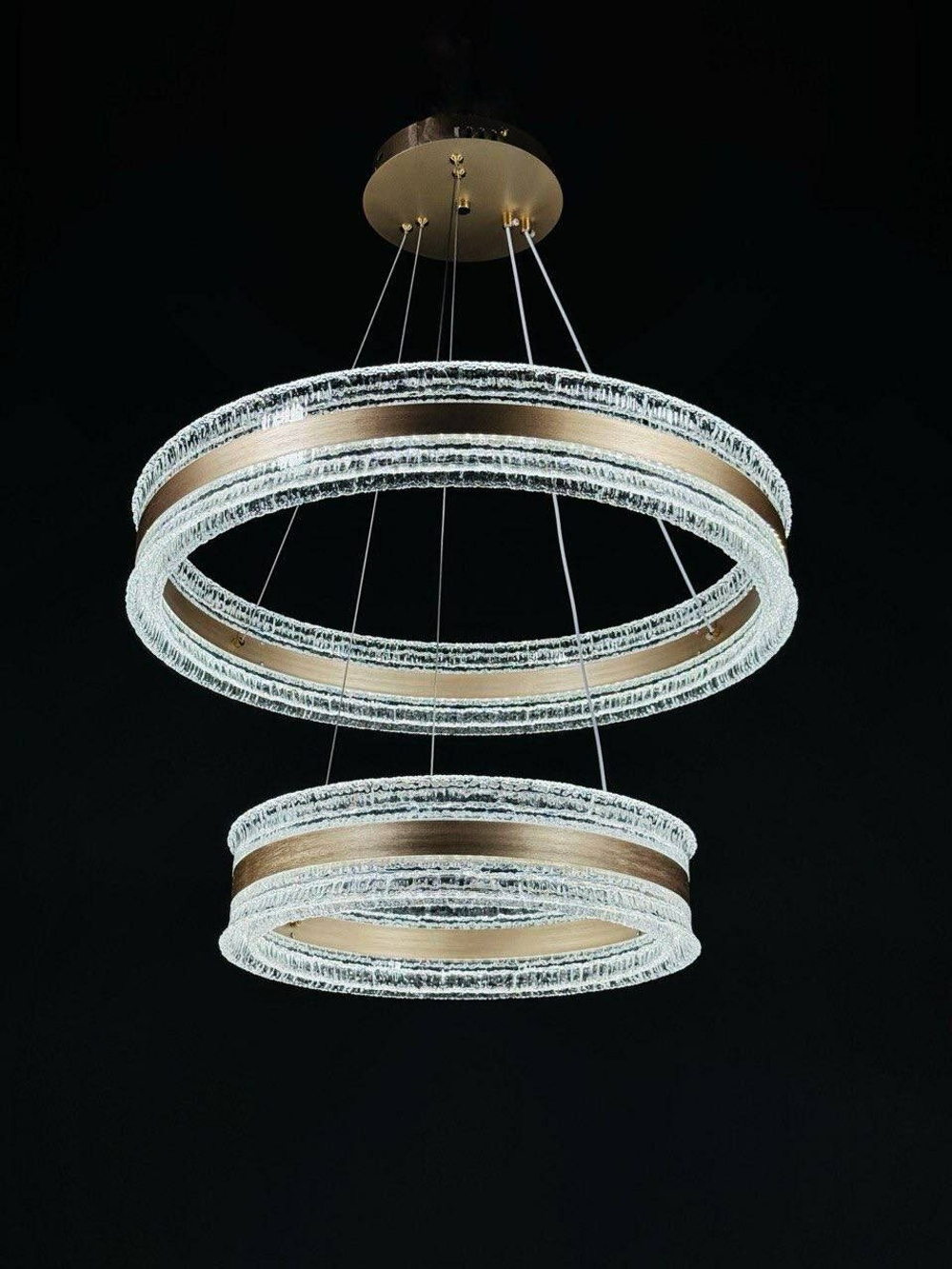 Люстра подвесная светодиодная Lanbos, 2 LED лампы, 110 Вт, золото