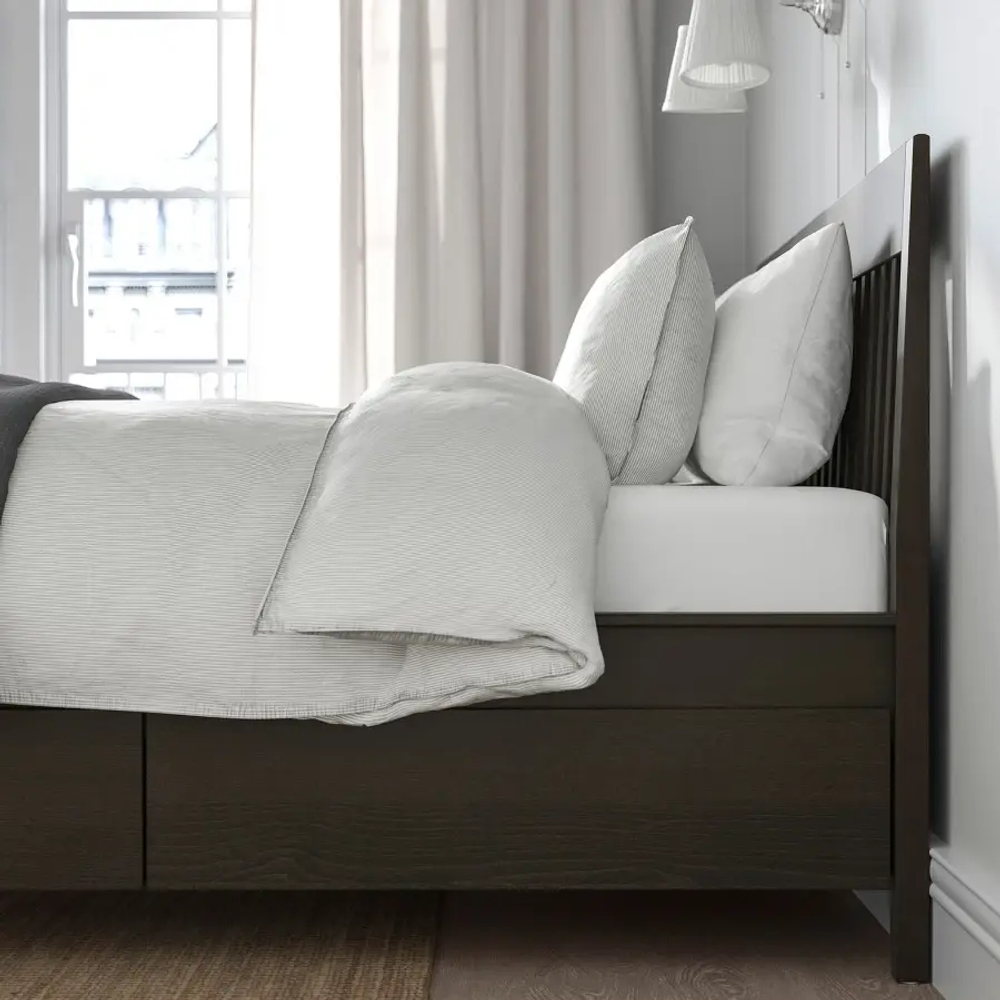 Каркас кровати с ящиками - IKEA IDANÄS/IDANAS, 200х160 см, темно-коричневый, ИДАНЭС ИКЕА