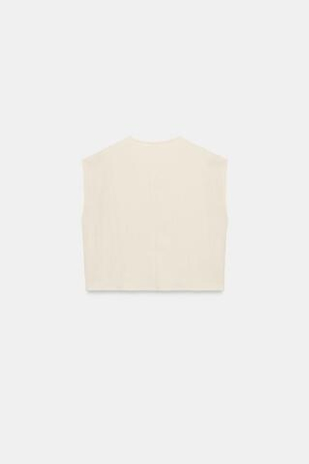 ZARA ТОП В СТИЛЕ РУСТИК БЕЗ РУКАВОВ, ЭКРЮ