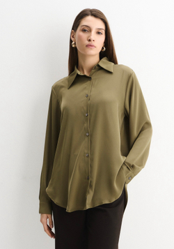Блуза из атласа олива