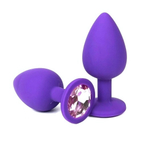 Анальная втулка фиолетовая с кристаллом Medium светло розовый 8 см