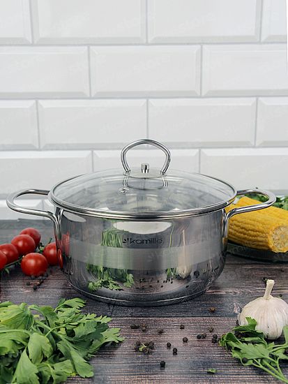 Кастрюля 2 л. из нержавеющей стали Kamille KM 5412 с крышкой