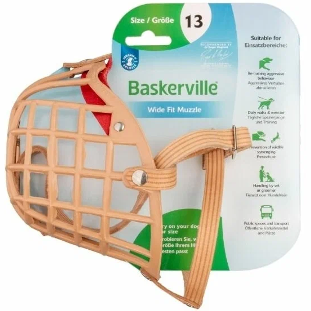 Coa намордник для собак "baskerville wide fit", size 13, пластик, 4.5х38см