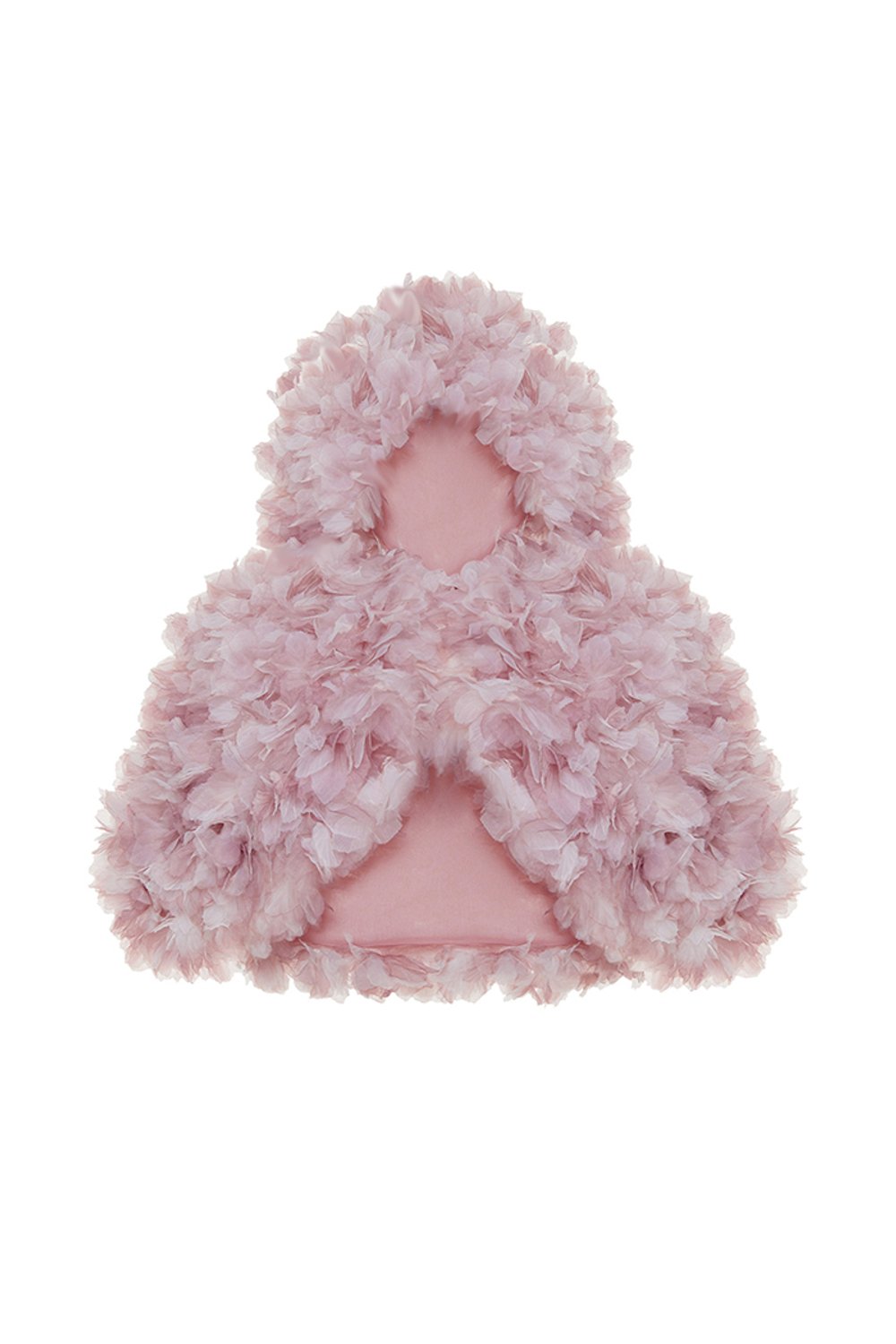 Кейп укороченный с капюшоном и отделкой из цветов