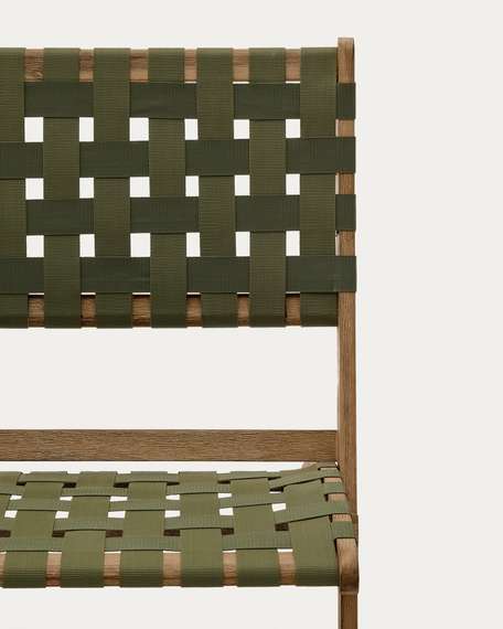 Складное кресло Chabeli из массива акации и шнура зеленого цвета