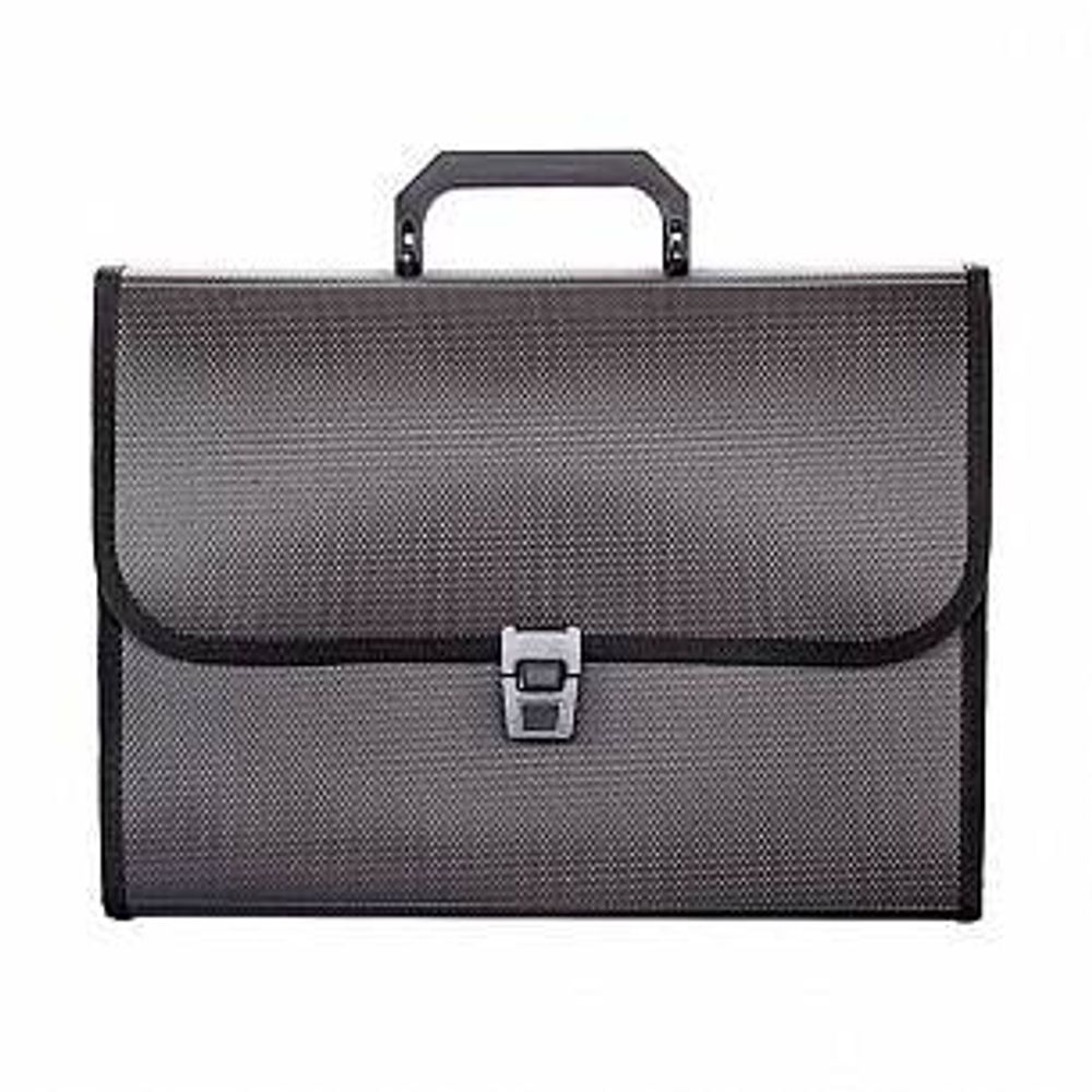 Портфель inФОРМАТ А4 черный пластик 950 мкм оторочка ручка 7 отд. замок