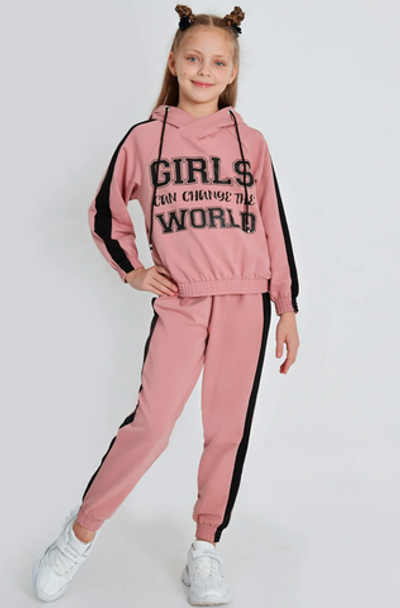 Костюм для девочек KIP-КМ-69/2 "Анабель-2" с шелкограф. р.146 сухая роза (Ивашка)