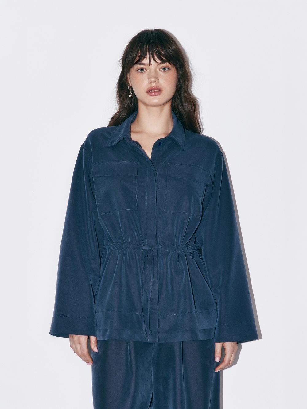 Рубашка с утяжкой "Серо-голубая" женская