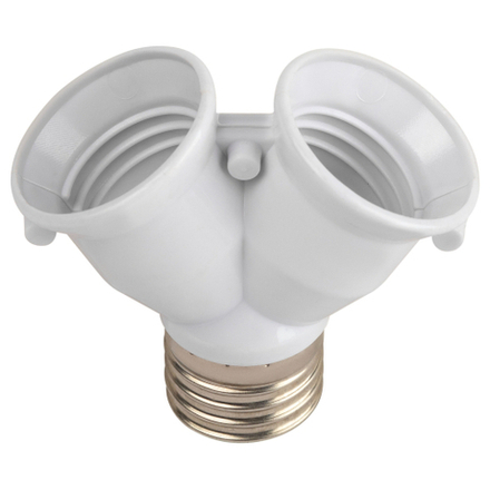 Патрон-разветвитель ЭРА цокольный Е27-2хЕ27 белый