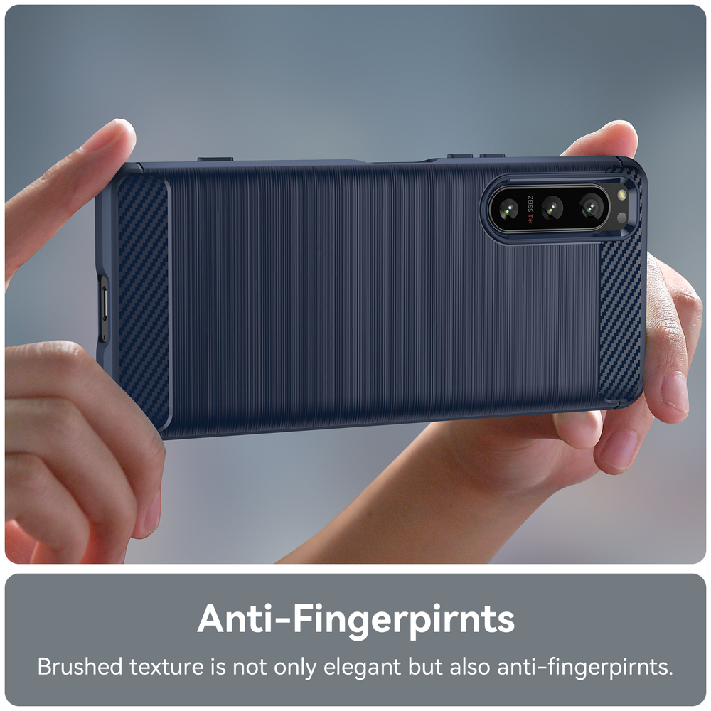 Чехол синего цвета в стиле карбон для Sony Xperia 5-IV Mark 4, серии Carbon от Caseport