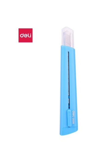 Нож канц. 9мм пласт. Deli Rio фиксатор, сталь E2038 синий