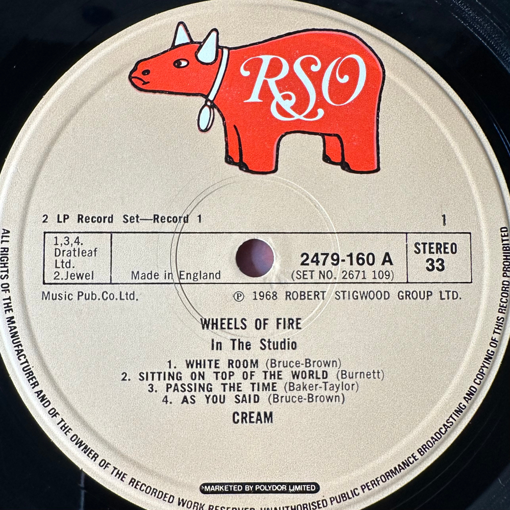 Cream ‎– Wheels Of Fire 2LP (Англия 1977г.)