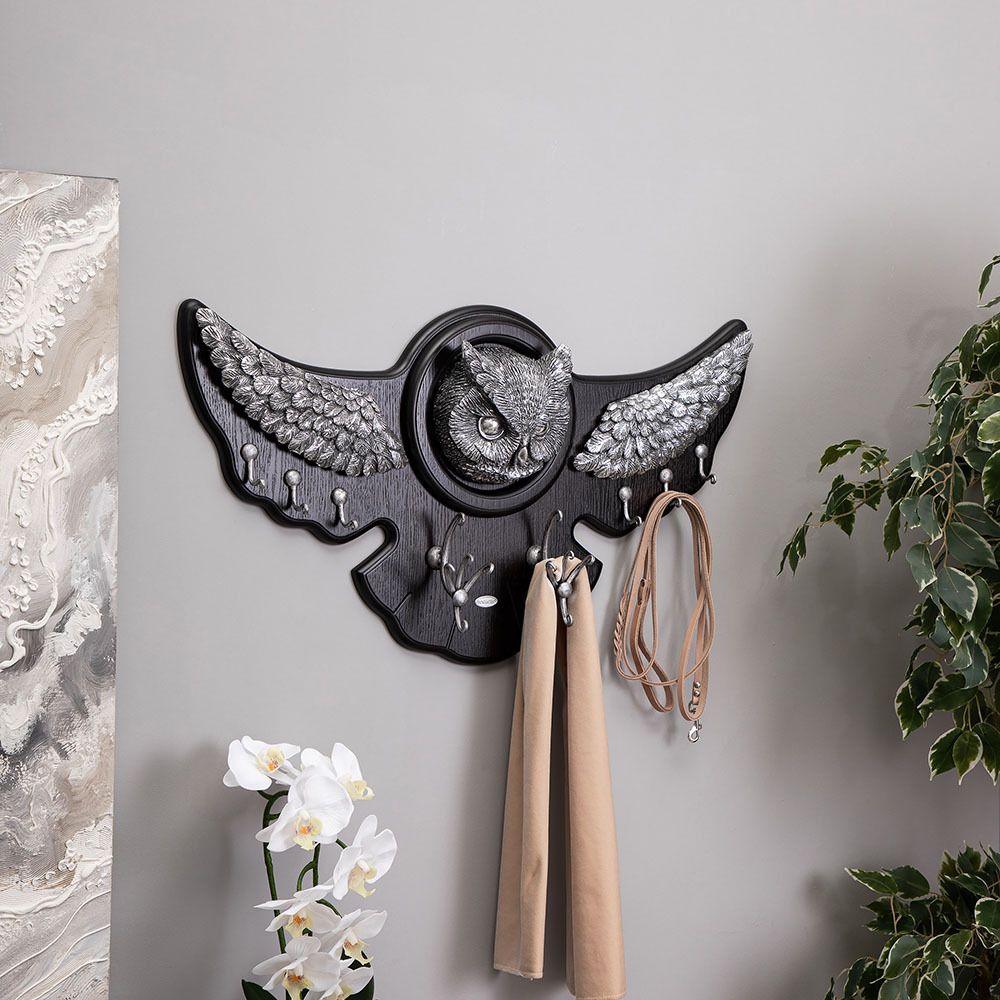 Вешалка настенная Bubo Орех Оберджин Античное Серебро