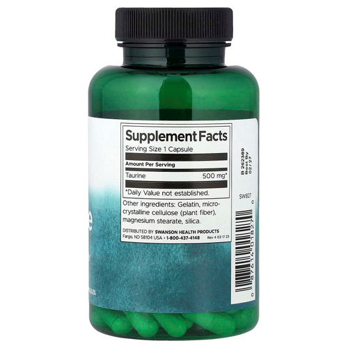 Swanson, таурин, 500 мг, 100 капсул