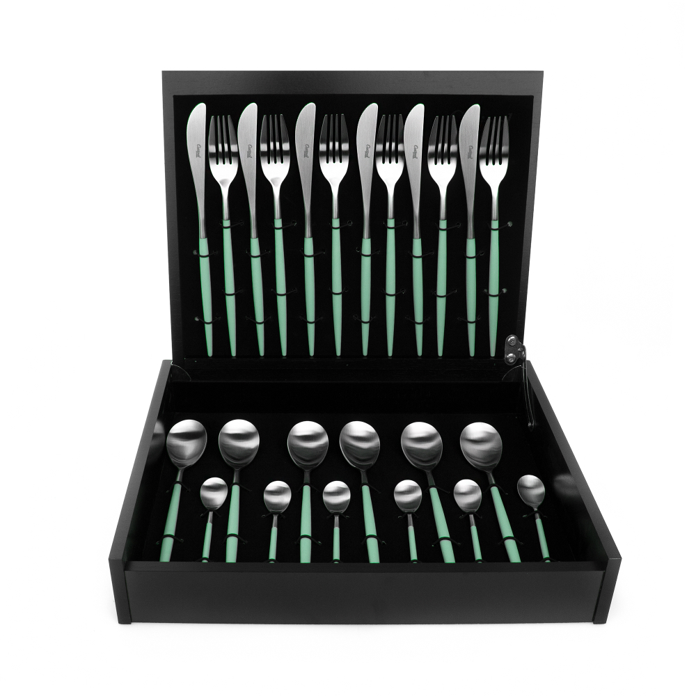 Набор столовых приборов на 6 персон 24 предмета Cutipol Mio matte celadon в подарочной упаковке