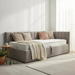 Кровать 90*200 ПОЛОСКИ Г-ОБРАЗНАЯ с ПМ и ящиком