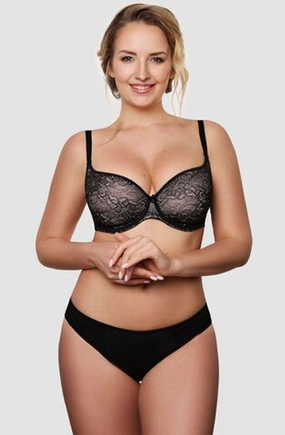 Эффектный бюстгальтер-спейсер на каркасах (Размер: 80E) (Цвет: черный с бежевым)