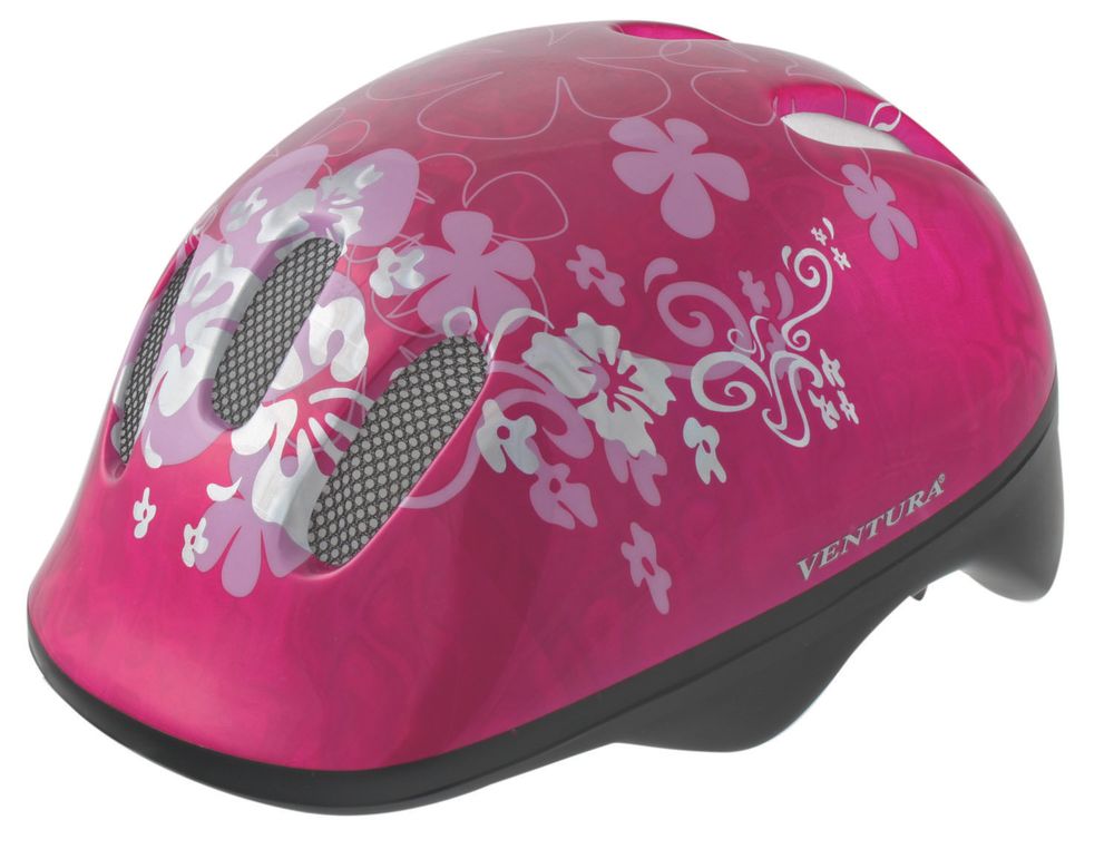 Шлем детский-подростковый с сеточкой 6 отверстий 52-56см FLOWER/розовый (10) M-WAVE