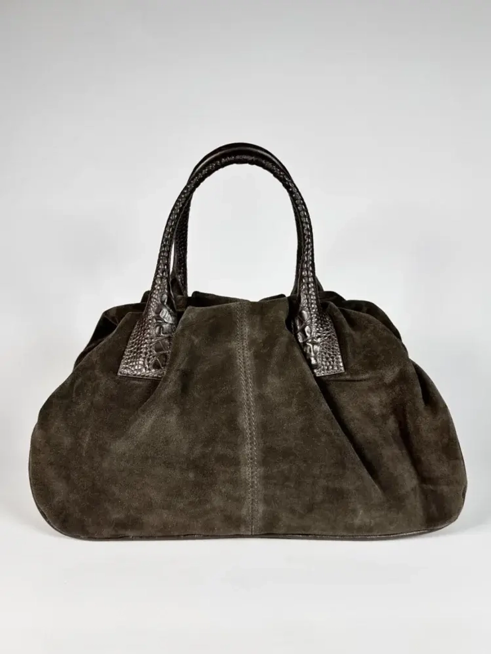 Женская коричневая сумка из натуральной замши